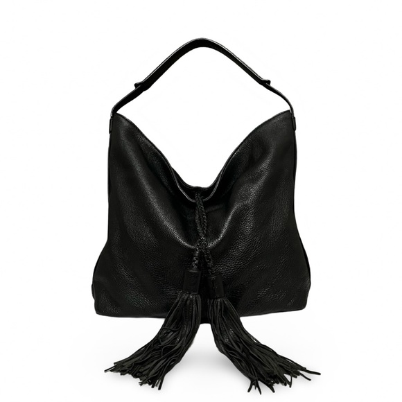 Rebecca Minkoff Handbags - Rebecca Minkoff Isobel Black Pebble Leather Hobo Handbag w/ Tassels